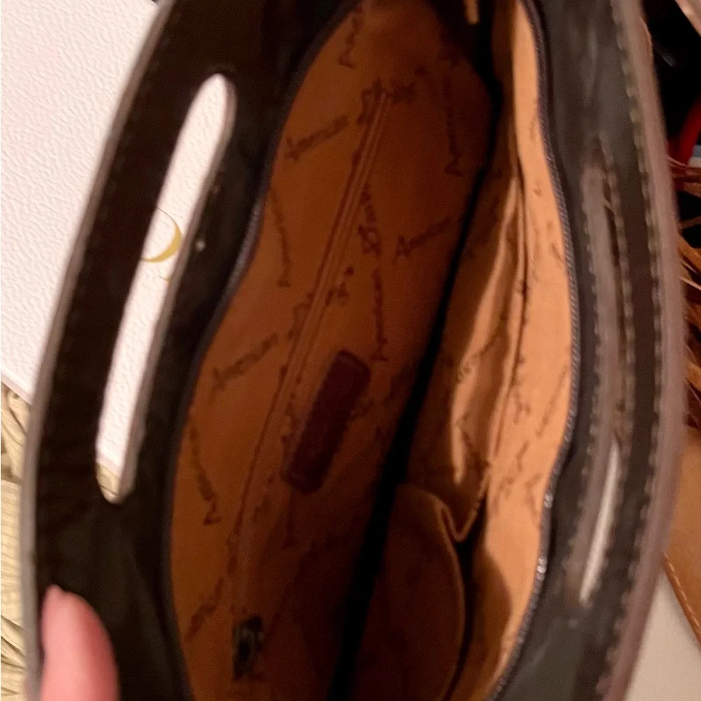 American Darling Turquoise and Brown Embossed Shoulder Bag - Picture 8 of 9